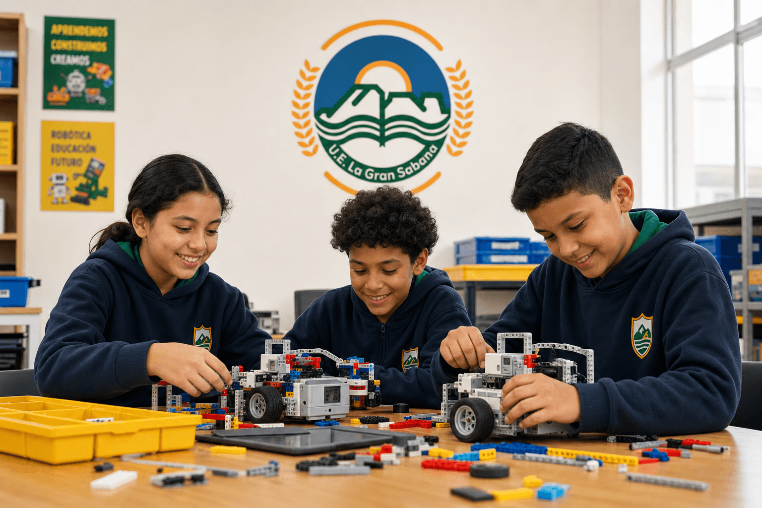 Estudiantes en taller de robótica vacacional